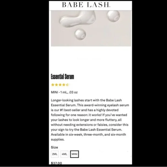 NWT Babe Lash Essential Serum Mini, sealed.